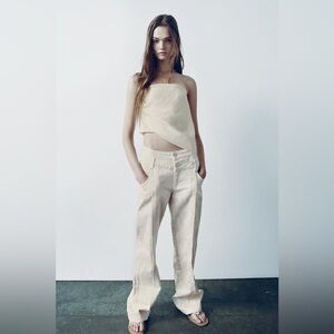 NWT ZARA DRAPED OVERLAY TOP CROP